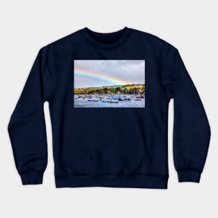 Rainbow Over Falmouth Marina Harbor, Cornwall, UK Crewneck Sweatshirt